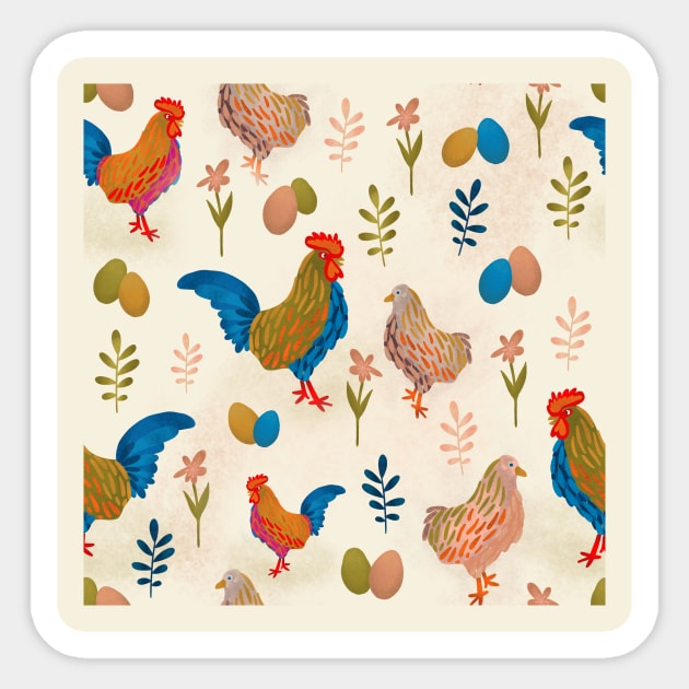 Farm chicken rooster illustration Sticker by Make My Place Shop